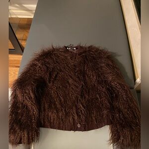 Zara Faux Fur Sweater Jacket